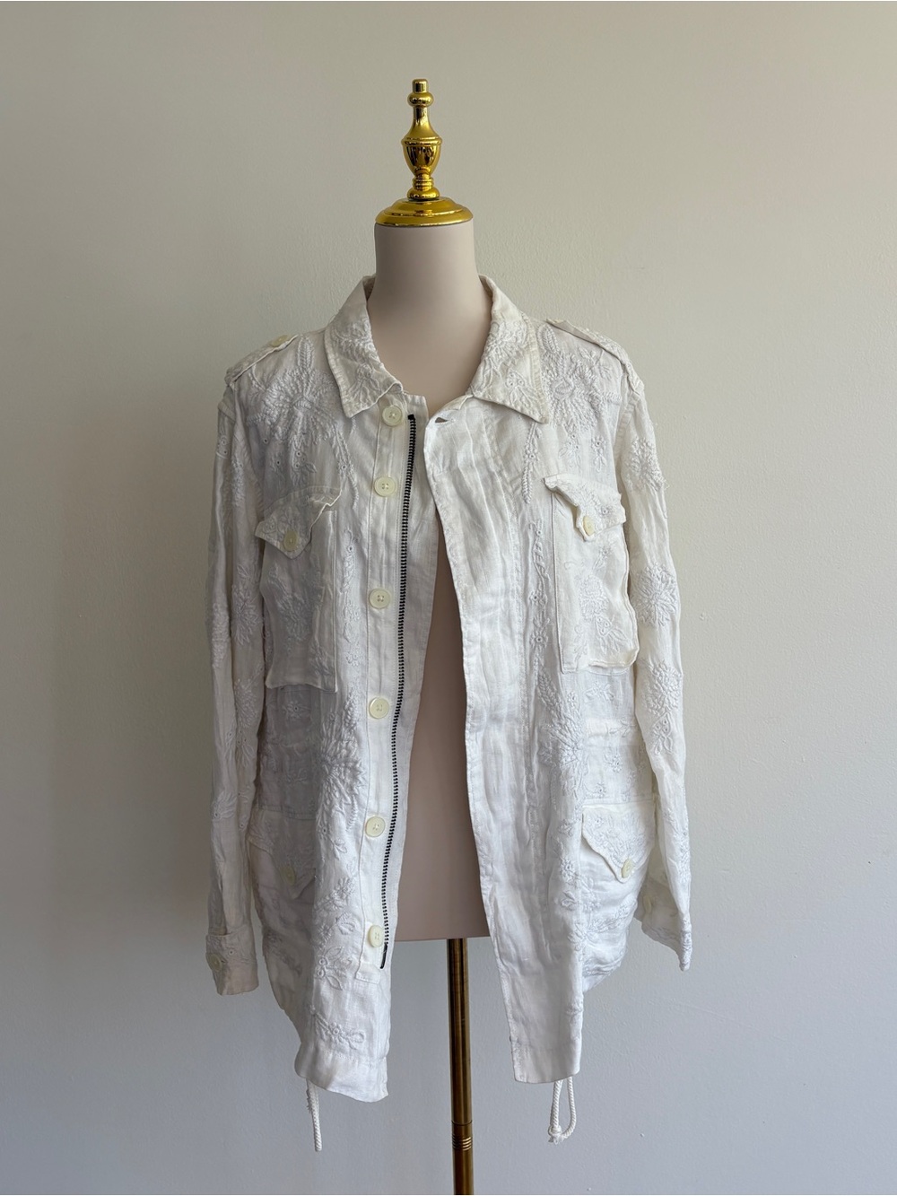 Polo Ralph Lauren White Embroidered Linen Utility Jacket BNWT – Size L $598 MSRP